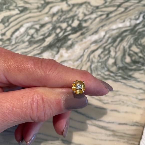 YELLOW SAPPHIRE & DIAMOND MARQUISE STUD EARRINGS - Picture 8 of 10